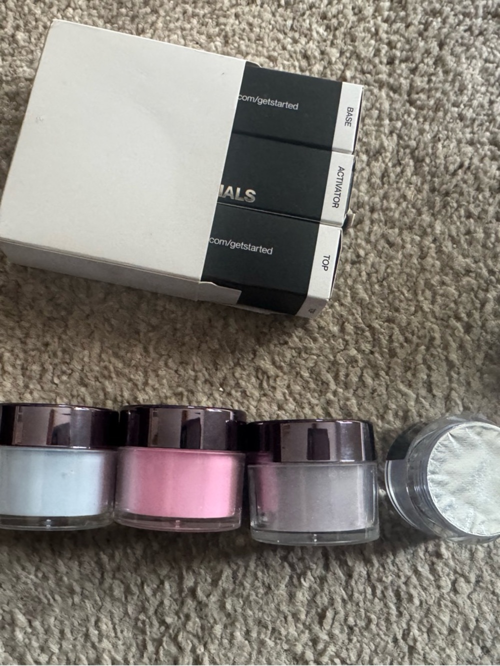 New and sealed Nail Boo four dip colors and top,base, and activator set